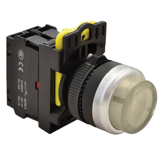 Tracon NYG3-HLW Výstupní tlačítko, prosvětlené bílé 1×NO, 5A/230V AC-15, IP65, LED 230V AC/DC