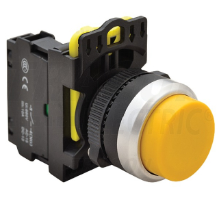 Tracon NYG3-HY Vystouplé tlačítko, žluté 1×NO, 5A/230V AC-15, IP65
