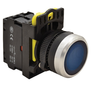 Tracon NYG3-LB Výstupní tlačítko, modré 1×NO, 5A/230V AC-15, IP65, LED 230V AC/DC