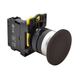 Tracon NYG3-MBK Hřibové tlačítko, černé 1×NO, 5A/230V AC-15, 40mm, IP65