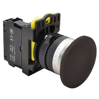 Tracon NYG3-MBK Hřibové tlačítko, černé 1×NO, 5A/230V AC-15, 40mm, IP65