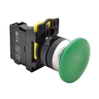Tracon NYG3-MG Hřibové tlačítko, zelené 1×NO, 5A/230V AC-15, 40mm, IP65