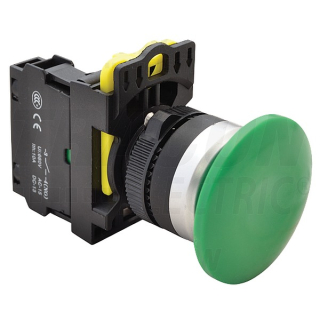Tracon NYG3-MG Hřibové tlačítko, zelené 1×NO, 5A/230V AC-15, 40mm, IP65