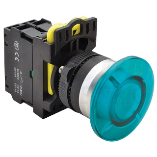 Tracon NYG3-MLB Hřibové tlačítko, modré 1×NO, 5A/230V AC-15, IP65, 40mm, LED 230V AC/DC