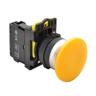 Tracon NYG3-MY Hřibové tlačítko, žluté 1×NO, 5A/230V AC-15, 40mm, IP65