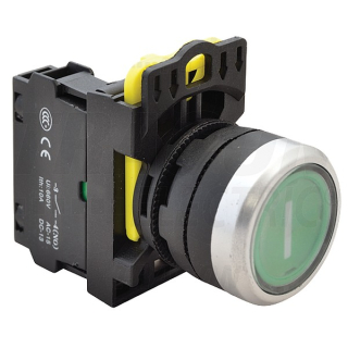 Tracon NYG3-P1 Tlačítko s popisem, zelené ( bílá I ) 1×NO, 5A/230V AC-15, IP65