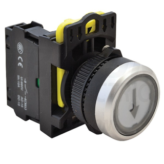 Tracon NYG3-P3 Tlačítko s popisembílé ( černá šipka ) 1×NO, 5A/230V AC-15, IP65