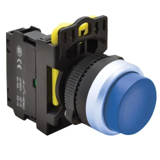 Tracon NYK3-HB Vystouplý tlačítkový spínač modrý 1×NO, 5A/230V AC-15, IP42
