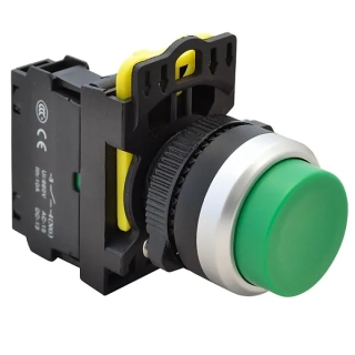 Tracon NYK3-HG Vystouplý tlačítkový spínač zelený 1×NO, 5A/230V AC-15, IP42