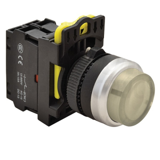 Tracon NYK3-HLW Výstupní podsvětlený tlačítkový spínač, bílý 1×NO, 5A/230V AC-15, IP42, LED 230V AC/DC
