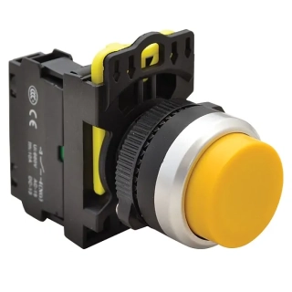 Tracon NYK3-HY Vystouplý tlačítkový spínač žlutý 1×NO, 5A/230V AC-15, IP42