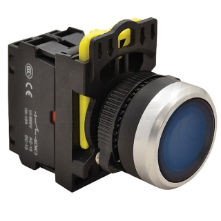 Tracon NYK3-LB Podsvětlený tlačítkový spínač,modrý 1×NO, 5A/230V AC-15, IP65, LED 230V AC/DC