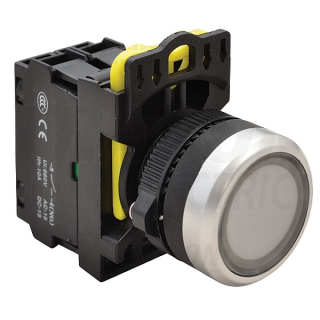 Tracon NYK3-LW Podsvětlený tlačítkový spínač,bílý 1×NO, 5A/230V AC-15, IP65, LED 230V AC/DC
