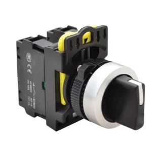 Tracon NYK3-S34BK Otočný spínač s páčkou,trojpols pruž. návratem 2×NO, 5A/230V AC-15, IP65