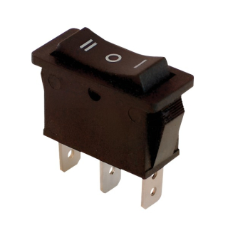 Tracon TES-12 Kolébkový přepínač, 3-poloh., černý, (popis I-0-II) 16(6)A, 250V AC