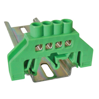 Tracon NPE-G6-4 Můstek na ochranné vodiče (PE) izolovaný, zelený 230/400VAC, 63A, 6×9mm, 4P, IP20