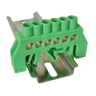Tracon NPE-G8-6 Můstek na ochranné vodiče (PE) izolovaný, zelený 230/400VAC, 100A, 8×12mm, 6P, IP20