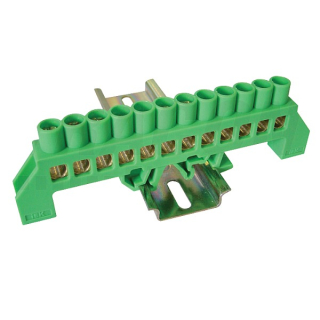 Tracon NPE-G8-12 Můstek na ochranné vodiče (PE) izolovaný, zelený 230/400VAC, 100A, 8×12mm, 12P, IP20