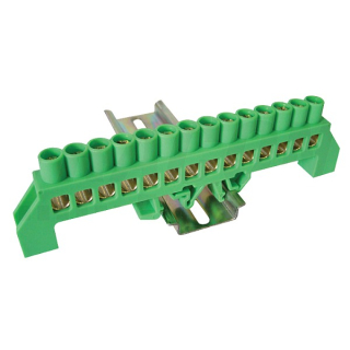 Tracon NPE-G8-14 Můstek na ochranné vodiče (PE) izolovaný, zelený 230/400VAC, 100A, 8×12mm, 14P, IP20