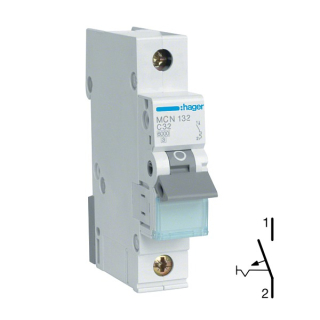 HAGER MCN132 Jistič 1 pól. 32A, charakteristika C, 6 kA