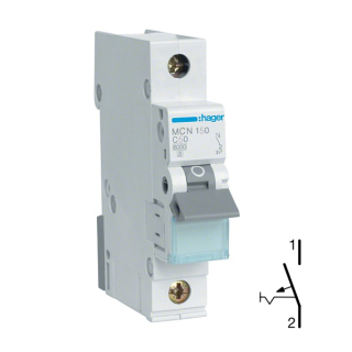 HAGER MCN150 Jistič 1 pól. 50A, charakteristika C, 6 kA