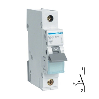 HAGER NDN120 Jistič 1 pól. 20A, charakteristika D, 10 kA