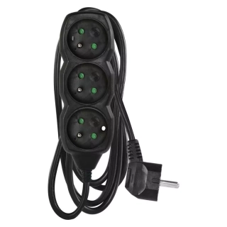 EMOS PC0311 Prodlužovák 3Z 1,5m černá