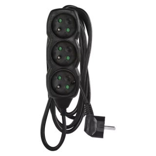 EMOS PC0313 Prodlužovák 3Z 3m černá