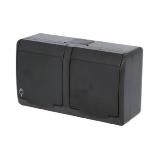 Famatel 5322-09 GALATEA IP44 Zásuvka 2-násobná vodorovná (černá)