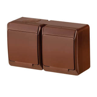 Famatel 5322-06 GALATEA IP44 Zásuvka 2-násobná vodorovná (hnědá)