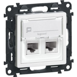 LEGRAND 86C5UB2 Niloé STEP Datová zásuvka 2xRJ45 C5E UTP s popisovým polem bílá