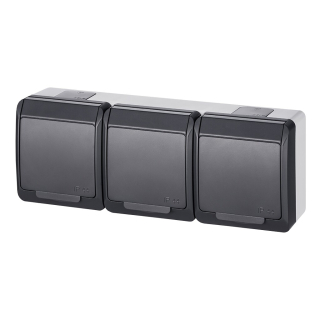 Famatel 5323-07 Galatea IP44 Zásuvka 3x 2P+PE, 3-násobná vodorovná (antracit)