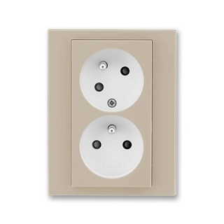 ABB 5513H-C02357 18, LEVIT  Zásuvka dvojnásobná, s cl,, nat,dut,; macchiato/bílá