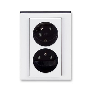 ABB 5513H-C02357 62, LEVIT Zásuvka dvojnásobná, s cl,, nat,dut,; bílá/kouřová černá