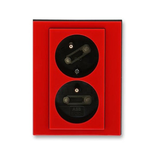ABB 5513H-C02357 65, LEVIT Zásuvka dvojnásobná, s cl,, nat,dut,; červená/kouř, černá