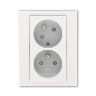 ABB 5513H-C02357 68, LEVIT Zásuvka dvojnásobná, s cl,, nat,dut,; perleťová/ledová bílá