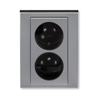 ABB 5513H-C02357 69, LEVIT Zásuvka dvojnásobná, s cl,, nat,dut,; ocelová/kouř, černá