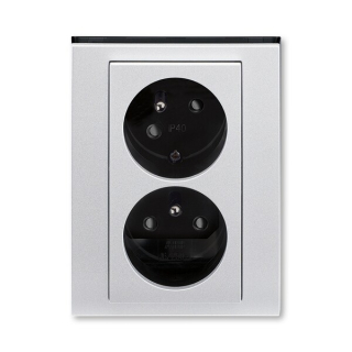 ABB 5513H-C02357 70, LEVIT Zásuvka dvojnásobná, s cl,, nat,dut,; titanová/kouř, černá