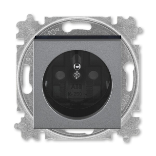 ABB 5519H-A02357 69, LEVIT Zásuvka jednonásobná, s cl,; ocelová/kouř, černá