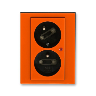 ABB 5593H-C02357 66, LEVIT Zásuvka dvojnásobná, s př.ochr., oranžová/kouř, černá