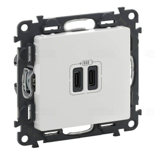 Valena Life dvojitá nabíječka usb c+c bílá Legrand 753107