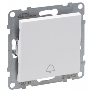 LEGRAND 721113 SUNO tlačítko s přepínacím kontaktem, symbol zvonku, bílá
