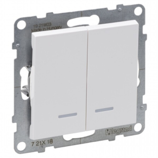LEGRAND 721118 SUNO dvojitý střídavý přepínač č.6+6 se signalizačním podsvětlením, bílá