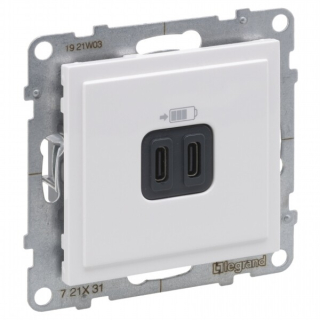 LEGRAND 721131 SUNO 2x nabíječka USB C+C, bílá