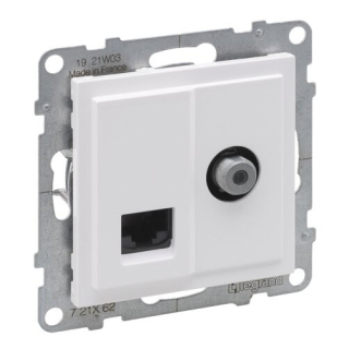 LEGRAND 721162 SUNO kombinovaná TV s F kon.+ datová zásuvka RJ45 CAT.6 UTP nestíněnná, bílá