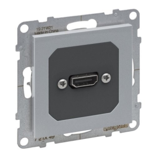 LEGRAND 721349 SUNO HDMI 2.0 předkonektorovaná zásuvka, vybavená kabelem o délce 15cm, hliník