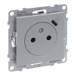 LEGRAND 721389 SUNO zapuštěná zásuvka 2p+T s USB nabíječkou typu C, hliník