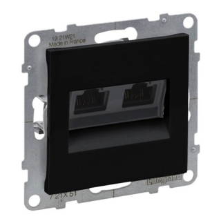 LEGRAND 721451 SUNO datová zásuvka 2x RJ45 CAT.5e, UTP nestíněnná, beznástrojová LCS3, černá