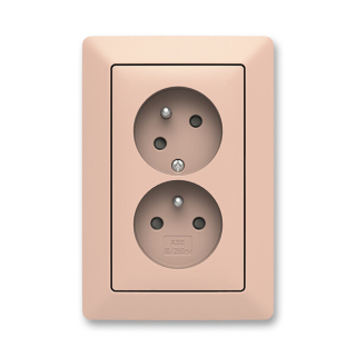 ABB 5513T-C02357 142 ZONI Zásuvka dvojnásobná, s cl., s natočenou dutinou pudrová / bílá