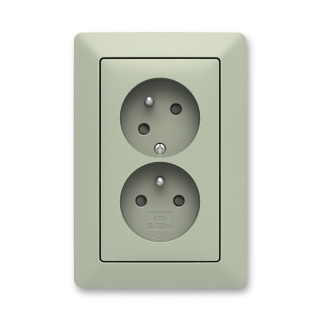 ABB 5513T-C02357 143 ZONI Zásuvka dvojnásobná, s cl., s natočenou dutinou olivová / bílá